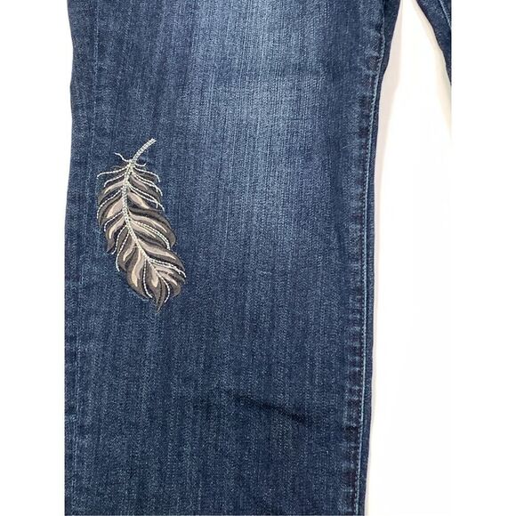 Kut from the Kloth Womens Feather Embroidered Catherine Boyfriend Jeans Blue 16W - Picture 6 of 11